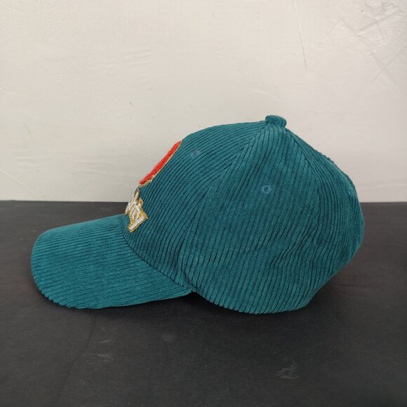 Boyee Corduroy Naughty Hat Cap Snap Back Turquoise Smiley Face - Picture 3 of 9